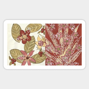 Abstract Flowers and Leaves Mixed Media Magnet